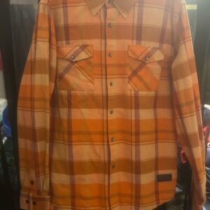 Troll Co Flannel- NWOT Orange Plaid
